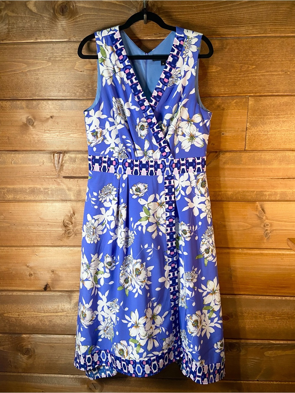 Floral Sleeveless Midi Wrap Top Style Dress in Cobalt Blue Size 8 💙